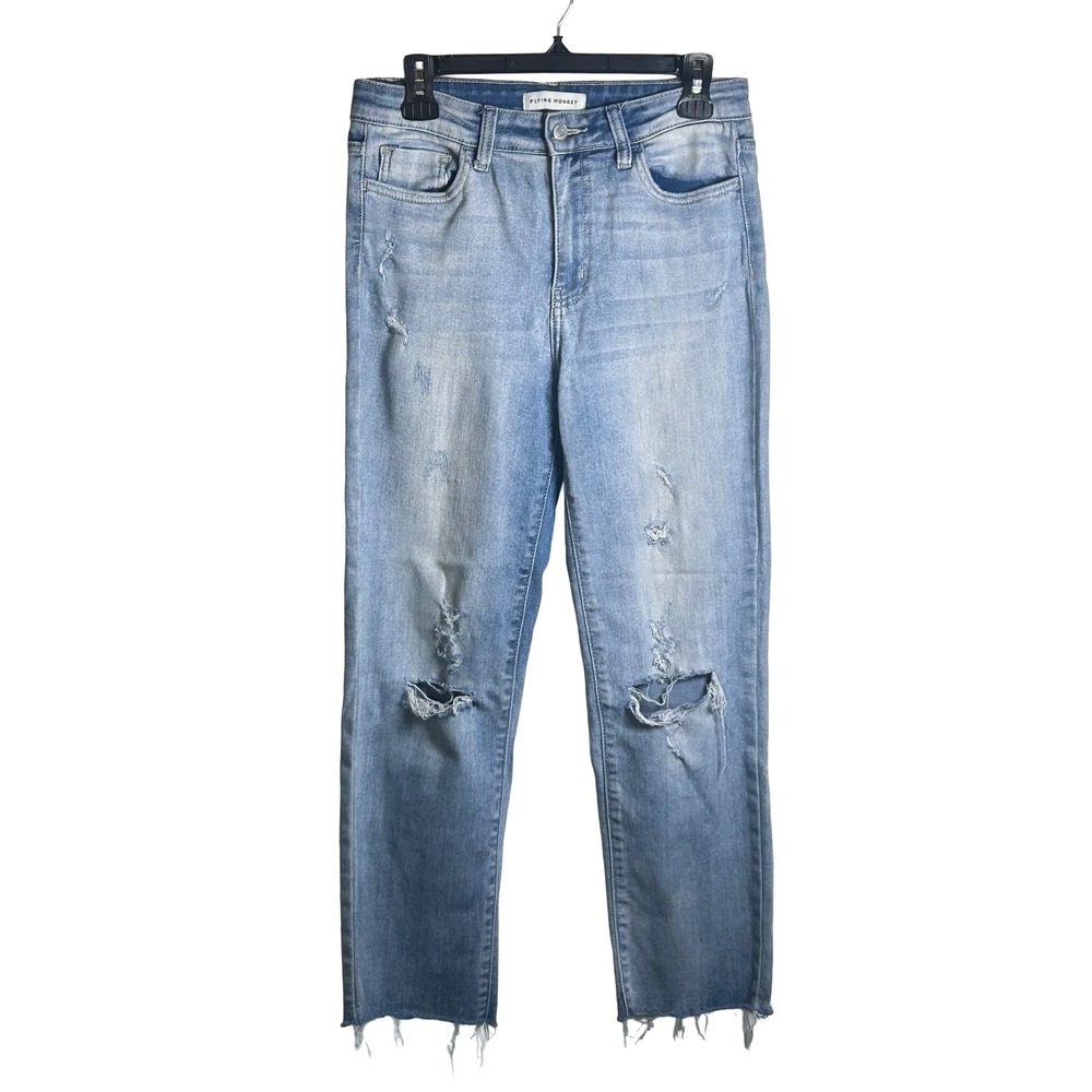 Flying Monkey Distressed Raw Hem Jeans Women's Size 28 Straight Ankle Luxe‎